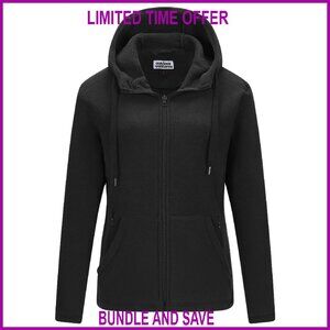 Women's Full Zip Hooded Fleece Jacket with 6 Pockets, Warm Soft Polar Fleece